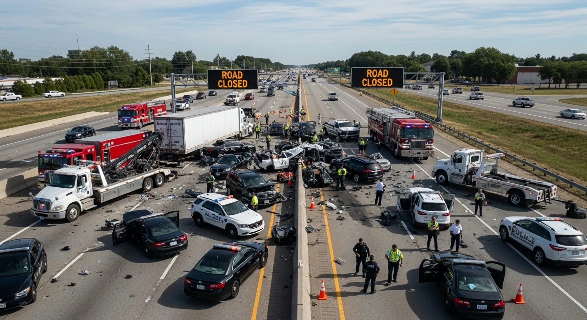 highway crash investigation involving a modern passenger vehicle