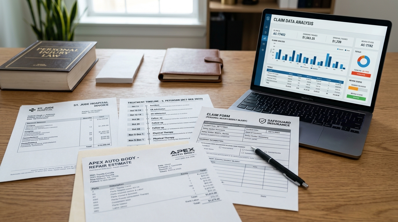 Medical records and accident evidence used in AI injury claims