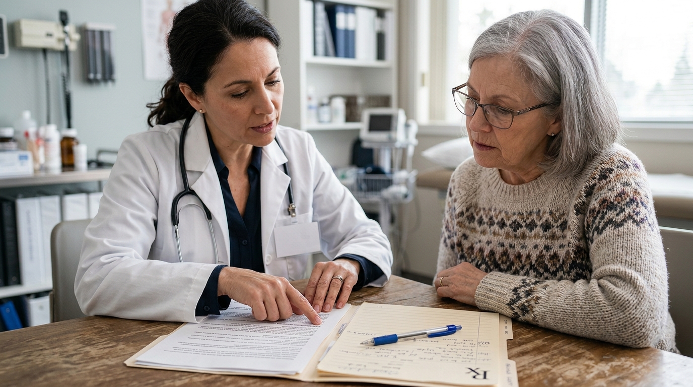 Patient discussing GLP-1 medication side effects with doctor