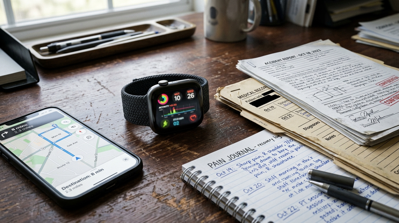 Smartwatch activity data and medical records used as injury claim evidence